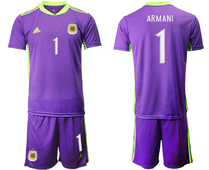 Men 2020-2021 Season National team Argentina goalkeeper purple #1 Soccer Jersey